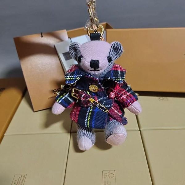 

keychains trenchcoat bear keychain kawaii teddy bag charm trendy woman handbag ornament luxury doll car pendant gift, Silver