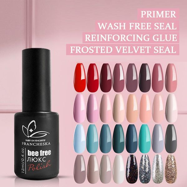 

nail gel 12ml polish soak off uv led potherapy base coat no wipe color tslm1, Red;pink