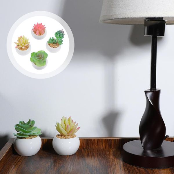 

decorative flowers & wreaths 4pcs artificial succulents plants potted mini decoration