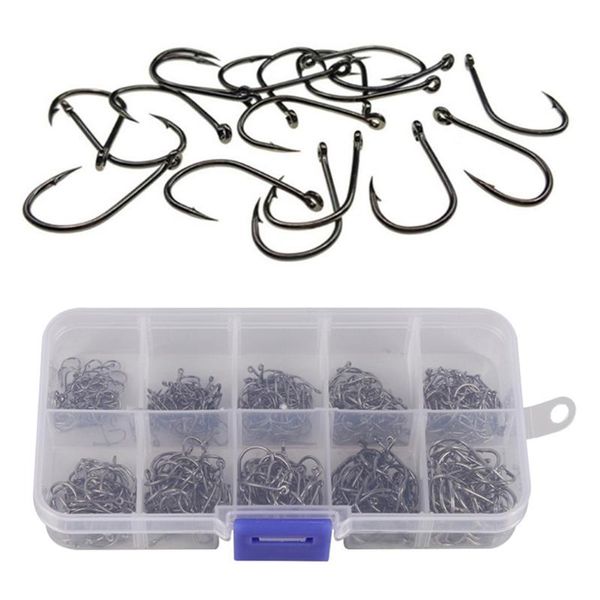 

sizes carbon steel fish jig hooks with hole carp fishing hook tackle box