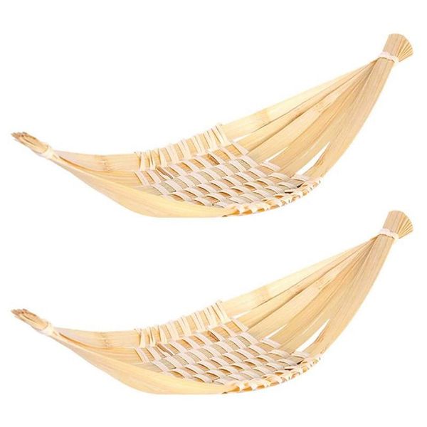 

storage baskets 2pcs bamboo woven fruit plate hand boat shaped sheep horn basket picnic candy snack bread
