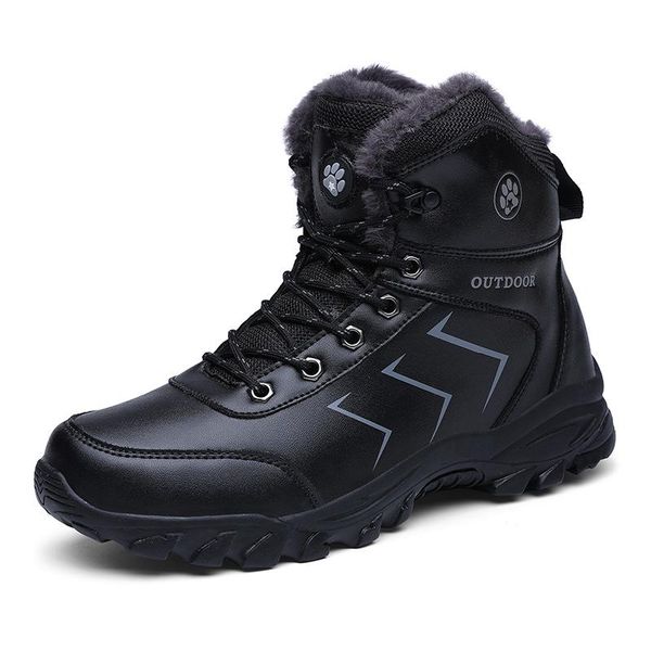 

boots quality men winter shoes warm for pu with fur snow men's casual, Black