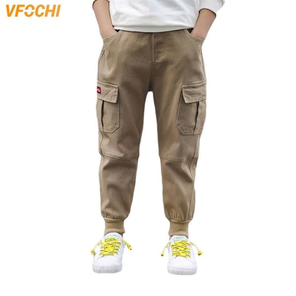 VFOCHI marca 5-16T ragazzi pantaloni primavera estate tinta unita bambini pantaloni abbigliamento adolescente elastico in vita ragazzo pantaloni cargo 211028