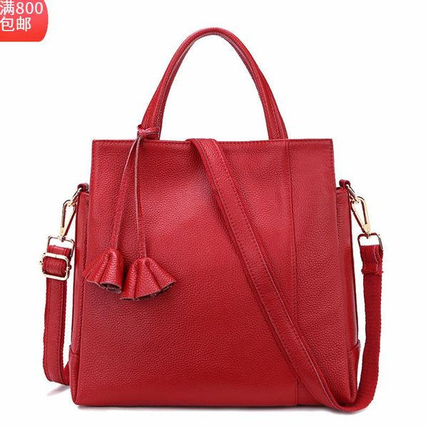 

leather women's bag with soft and large capacity litchi pattern handbag clutch bags
