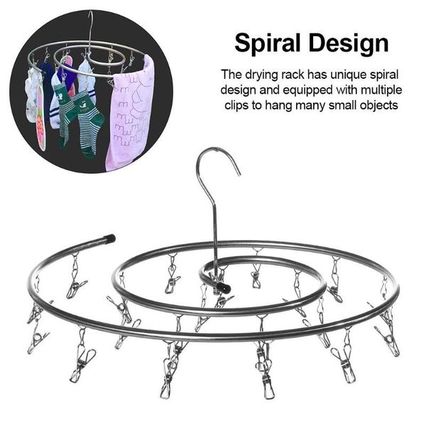 

hangers & racks stainless steel laundry drying rack with clips clothespins spiral clothes hanger for socks towels diapers underwear glove