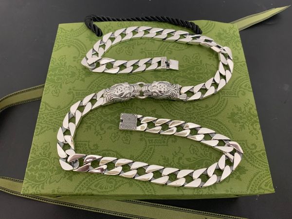 

gu home seiko high edition double g tiger head cuban chain necklaces luxury designer letter midi rings new pattern men women universal desig, Silver