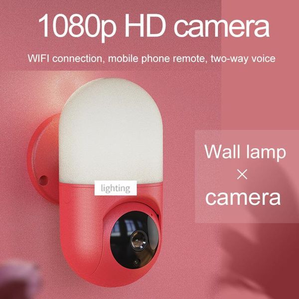 

indoor lighting wall lamp camera ptz ip wifi remote monitoring 1080p hd 360 degree rotationmotion detection alarm cameras