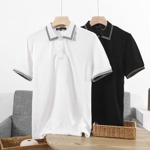 

men's polos 2021 summer business casual lapel short sleeve, White;black