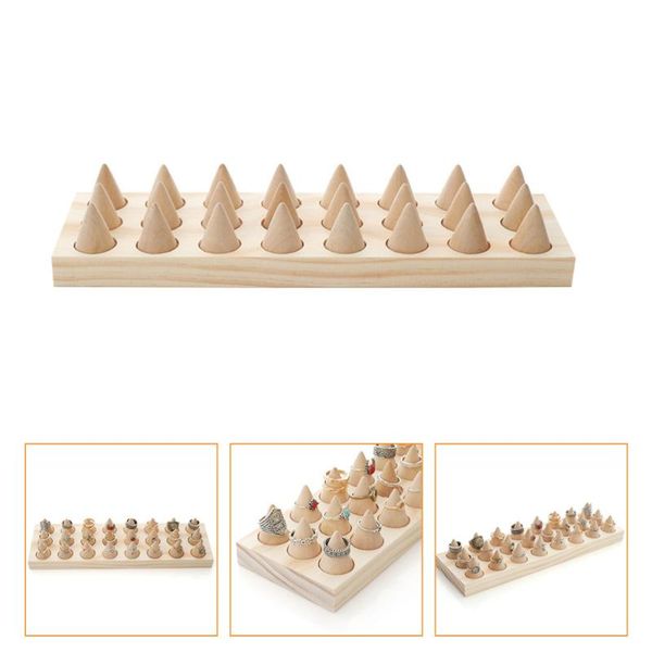

jewelry pouches, bags 1pc wood ring display finger holder showcase stand (khaki), Pink;blue