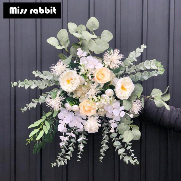 

decorative flowers & wreaths diy wedding flower wall arrangement supplies silk peonies rose artificial row decor iron arch backdrop