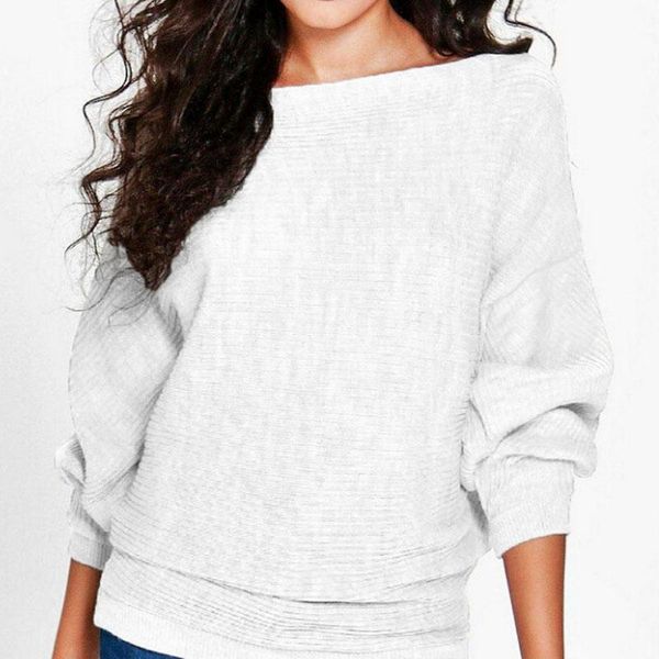 

women's sweaters normov casual solid women warm slash neck long sleeve polyester knitted pullovers autumn winter soft, White;black