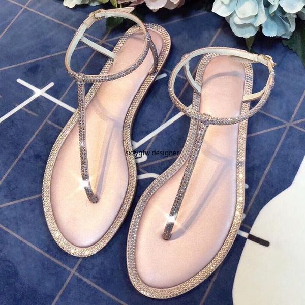 

sandals blingbling shiny crystal flip flops women flats summer genuine leather rhinestone dec fashion casual shoes1, Black