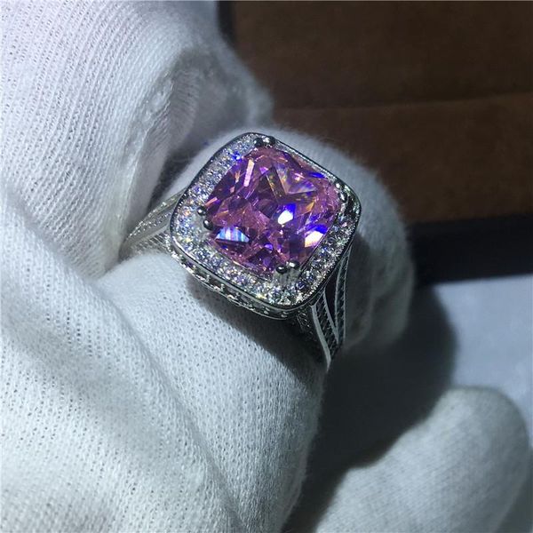 

wedding rings luxury jewelry engagement band for women men big 8ct zircon stone cz white gold filled party ring, Slivery;golden