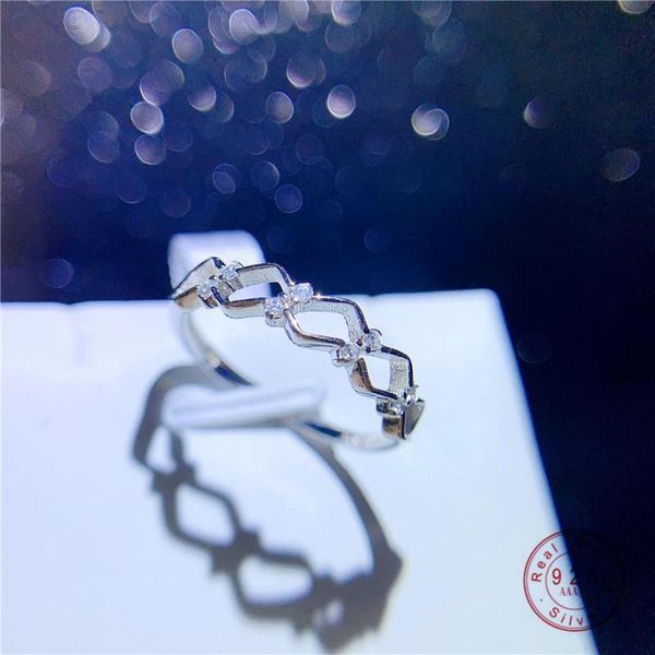 

925 sterling silver korean micro-set crystal wave opening adjustable ring women fashion charm anniversary jewelry cluster rings, Golden;silver