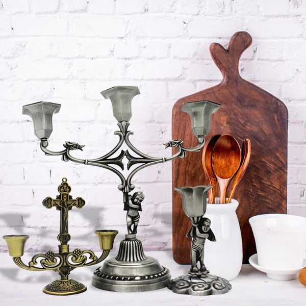 

christian catholic sacred crucifix table stand candlestick with handle metal tablecandle holder home furnishing desk holders