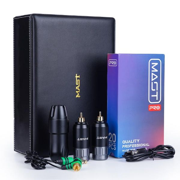 

mast tour pro coreless motor permanent tattoo rotary pen wireless machine kit with two batteries needles cartridge set