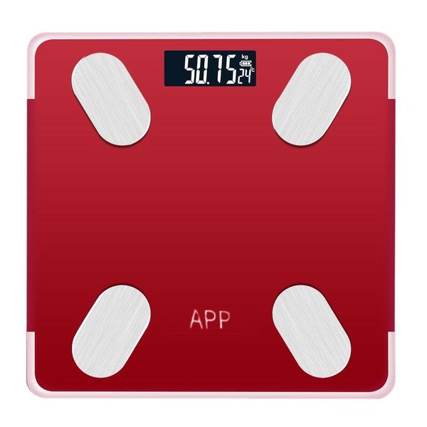 

red rechargeable bluetooth app android ios smart human body electronic scale grease meter measure room temperature setting diet bathroom & k