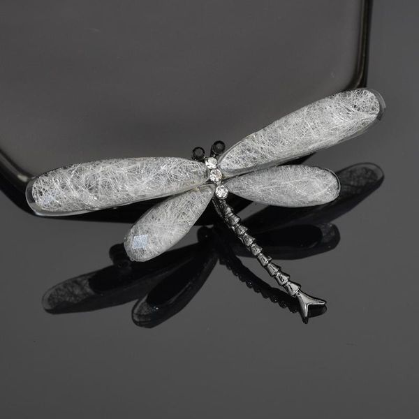 

pins, brooches fashion resin dragonfly for women 2021 vintage crystal insect brooch pins men animal jewelry drop, Gray