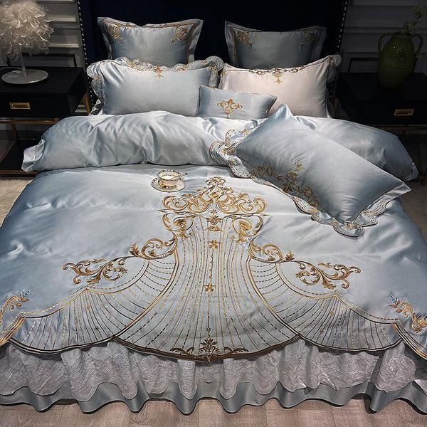 

bedding sets europe home set bed skirt tribute silk jacquard princess style lae sheet bedroom  n9