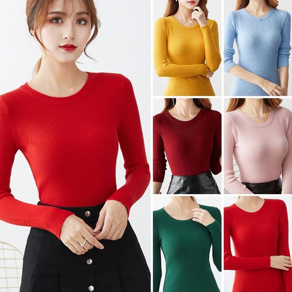 

women's sweaters stretchy slim tight buttons full sleeve sweater long pullover knitting autumn winter knitwear, White;black