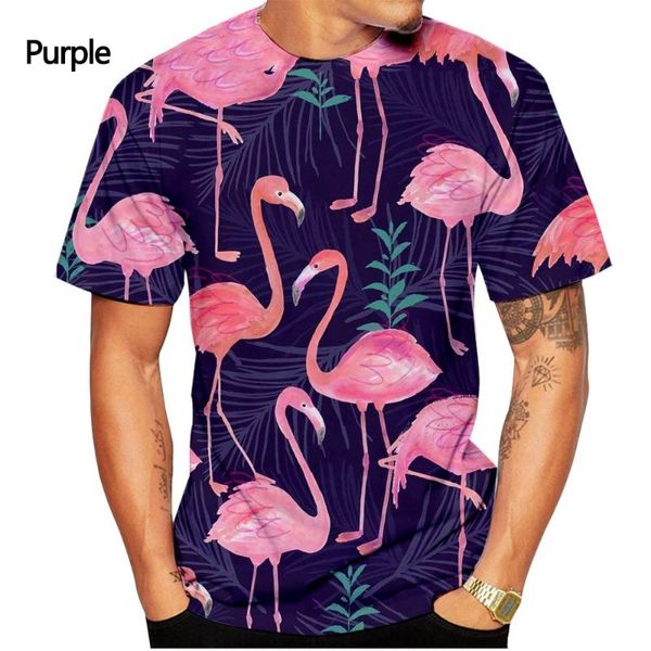 

men's t-shirts fashion flamingo 3d printed t-shirt short sleeve casual for men and women, White;black