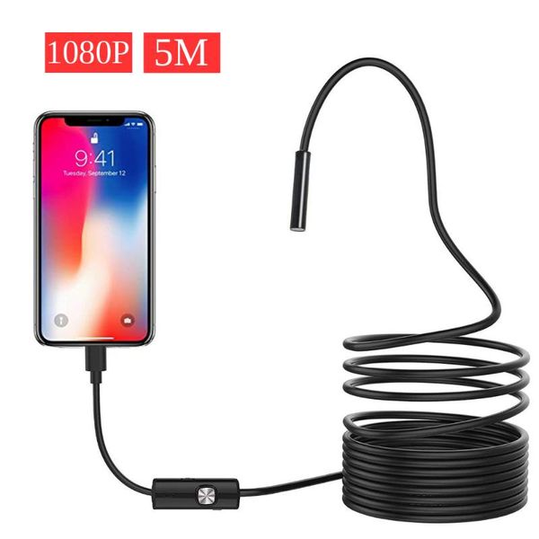 

mini cameras 8mm lens camera endoscope hd 1080p 2m 5m hard flexible tube mirco usb type-c borescope video inspection for android