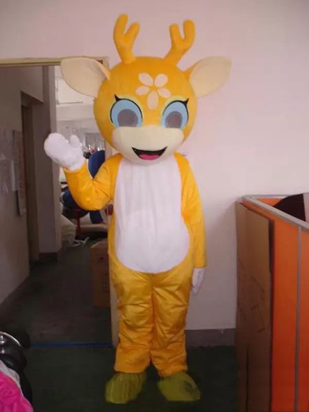 

2021 deer mascot costume halloween christmas cartoon character outfits suit advertising leaflets clothings carnival adults outfit, Red;yellow