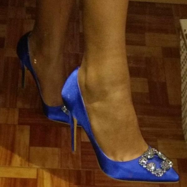 

dress shoes kmeioo pumps wedding pointed toe high heels crystal thin jeweled stiletto party women bride plus size, Black