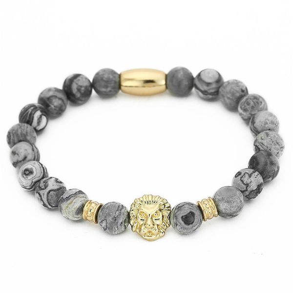 

beaded, strands lion marble yoga bracelet man\women jewelry rose gold black white fashion gift big brand same model f0122