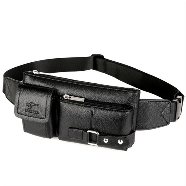 

brand waist bag men leather fanny pack chest male casual belt bags sling crossbody bum belly packs heuptas
