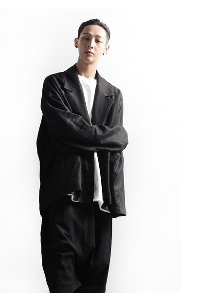 

men's suits & blazers suit coat casual loose single breasted linen handsome large size, White;black