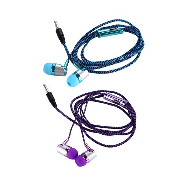 

headphones & earphones 2 pcs h-169 3.5mm mp3 mp4 wiring subwoofer braided cord, universal music (blue &purple)