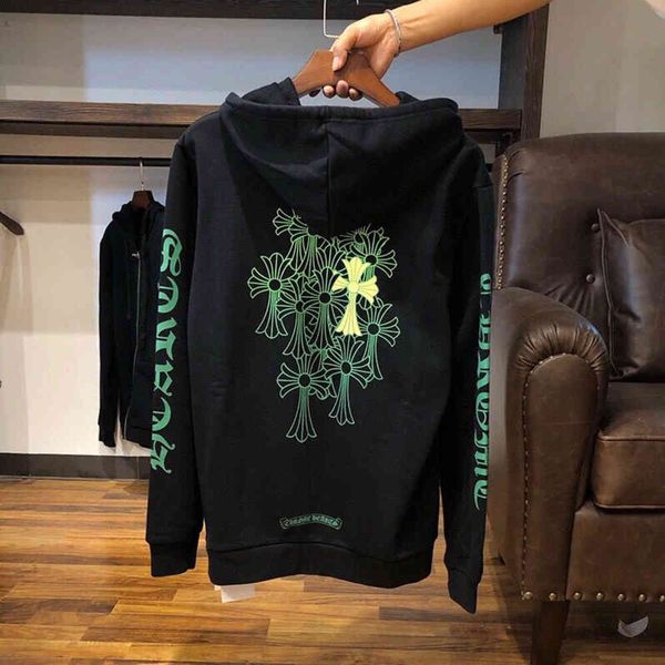 

autumn and winter 2021 fashion brand new cardigan hooded sweater cro cross sanskrit print unisex, Black