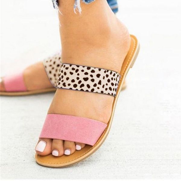 

slippers women slipper leopard stylish female shoes casual vintage roman platform flat sandals sapatos novos senhoras, Black