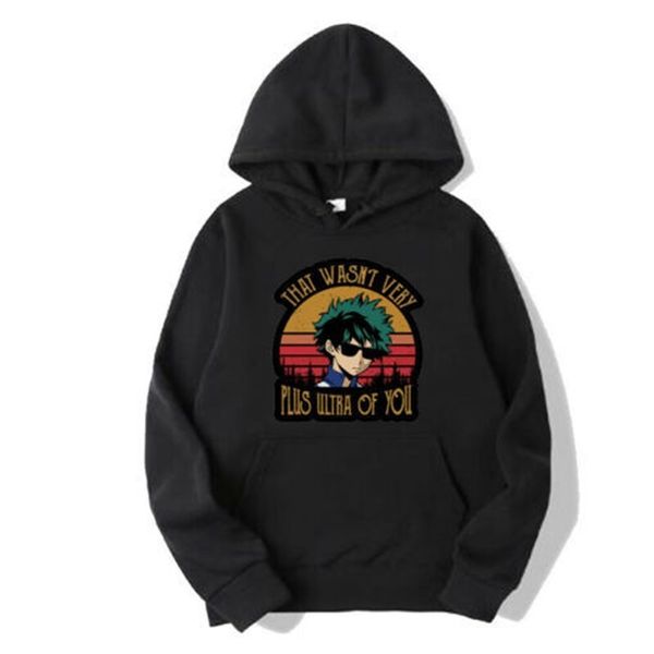 

animation my hero academic hoodie printed sweater pullover, Black