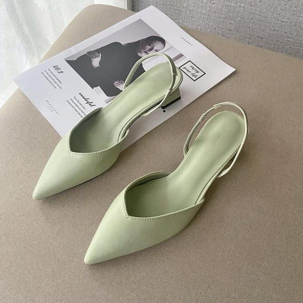 

sandals pointed toe women's summer elastic band block heel womens shoes fashion office lady plus size women mules, Black