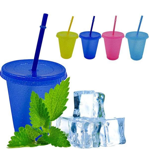 

disposable cups & straws creative straw cup sequined glitter with lids colorful coffee juice mug cute plastic bottom outdoor portable p5