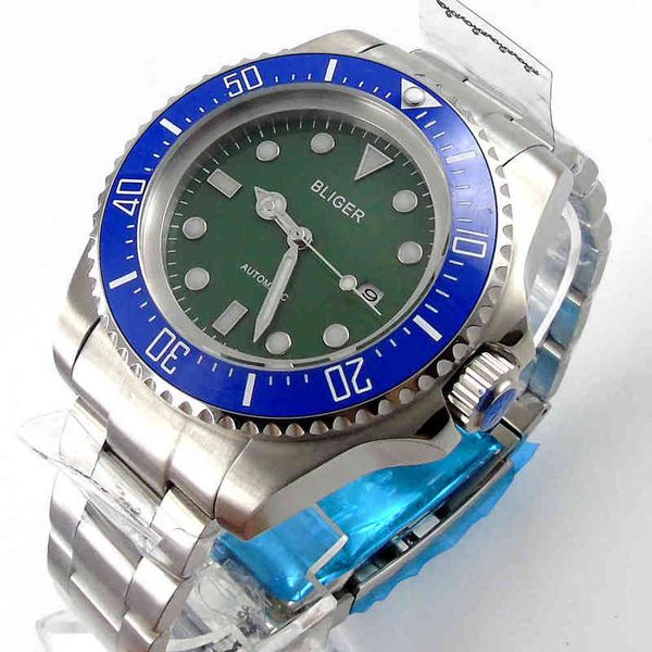 

dial blister sterile 44mm green blue ceramic automatic men's watch, Slivery;brown