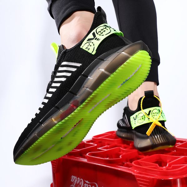 

smile to greet summer flying woven hollow out big size sports casual men's shoes, Black