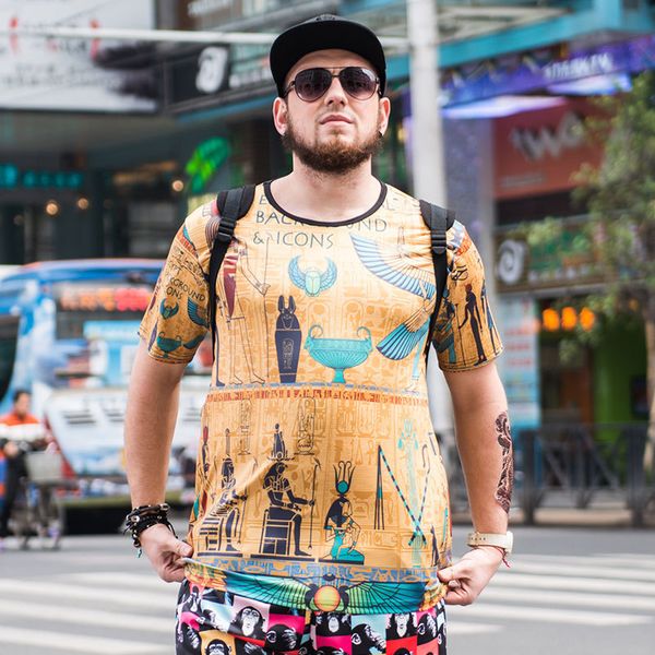 

women's t-shirt hip hop compression shirt new fashion large size men's t-shirt round neck quick-drying loose printed clothes men p, White