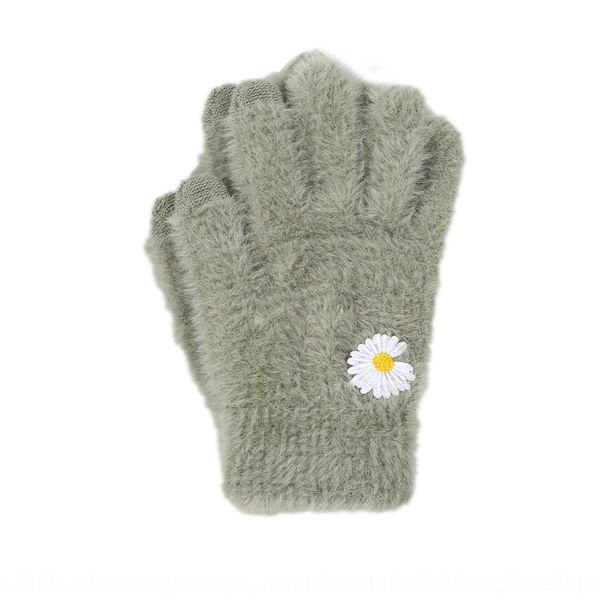 

lJAa 2020warm mittens and mini daisy winter knitted touch screen wool imitation mink wool warm gloves gloves, Blue;gray