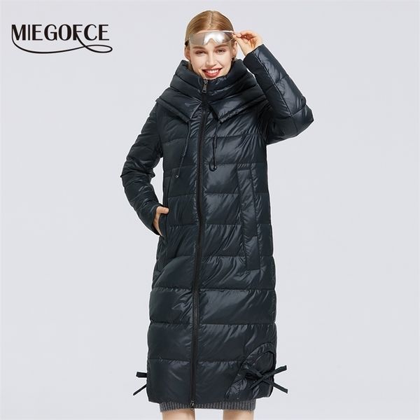 

miegofce women's winter cotton clothing long coat simple design women jacket parka windproof 210925, Black