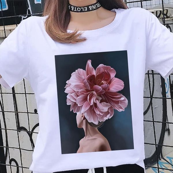 

fashion beauty flower mens and women print female summer womens beautiful casual large size clothing, White;black