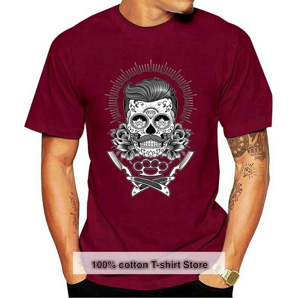 

men's t-shirts 2021 summer casual men tee shirt day of the dead sugar skull tattoo dia de los muertos, White;black