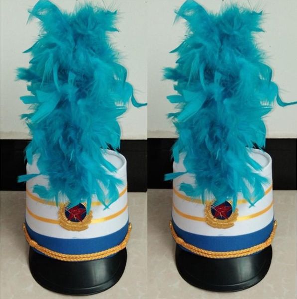 

party masks primary and secondary school students blue feather hat for children festival drum music performance cap military cosplay