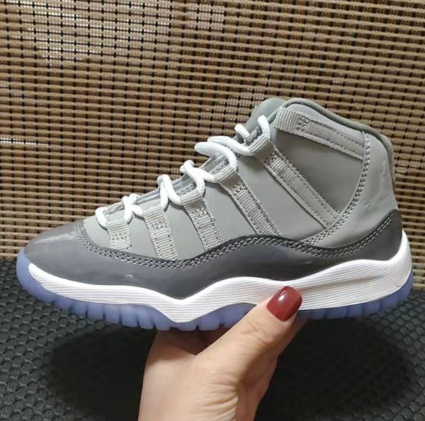 

kids 11s basketball shoes cool grey bred concord gs heiress suede maroon gamma blue 11s sports athletic sneakers 28-35, Black