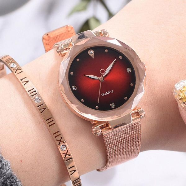 

wristwatches 2021 women watches stainless steel quartz starry sky watch fashion women's bracelet female clock relogio masculino, Slivery;brown
