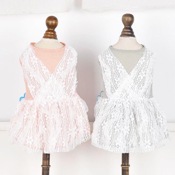 

dog apparel pet clothes est style spring and summer clothing small puppy lace decor mesh dresses for