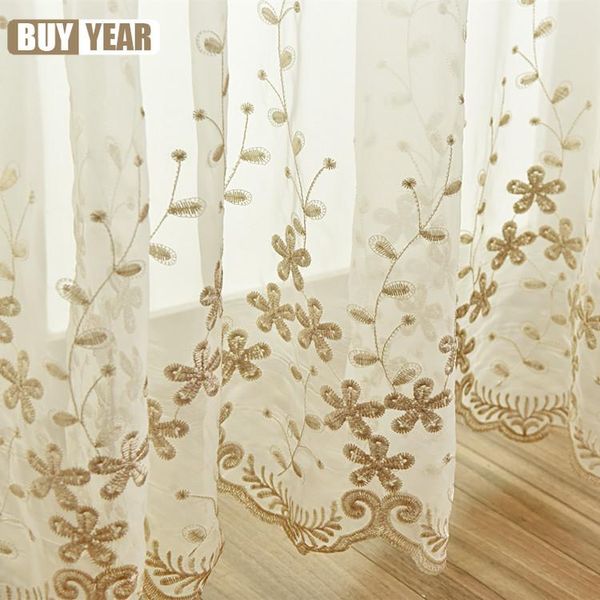 

european style embroidered window screen fabric bay curtain finished product curtains for living dining room bedroom & drapes