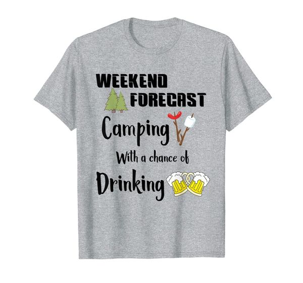 

camping with chance of drinking funny camper t-shirt, White;black